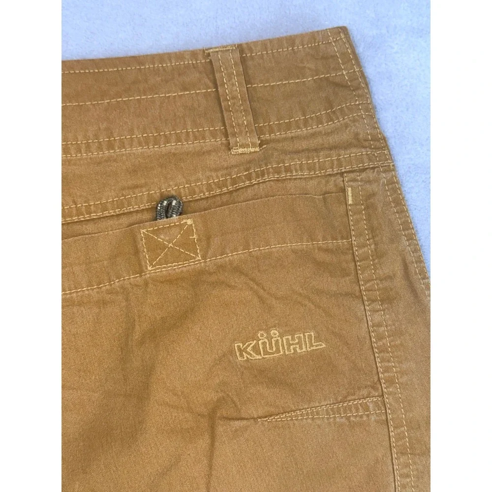 KUHL Mens Size 40 Vintage Patina Dye Cargo Shorts Mustard Brown Outdoor Hiking